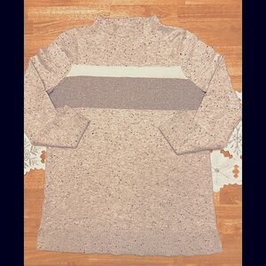 Like New LOFT Gray Striped & Speckled Sweater, long sleeved, Mock turtleneck, L